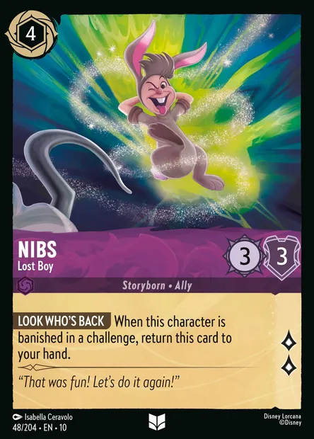Nibs - Lost Boy, Disney Lorcana card CH10-048 — Whispers in the Well set