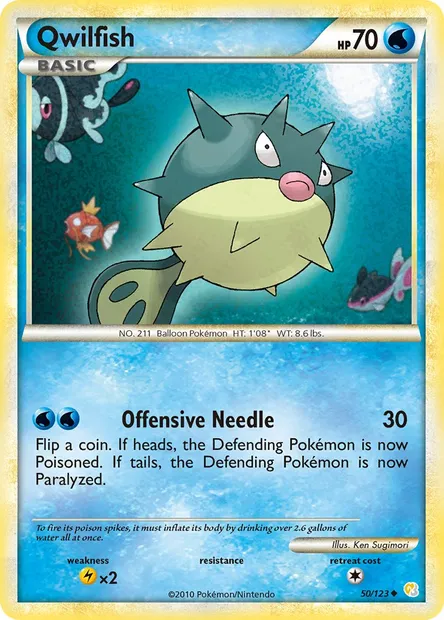 Qwilfish, Pokémon card HS 50 — HeartGold SoulSilver set
