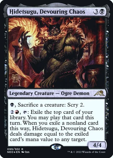 Hidetsugu, chaos dévorant, carte Magic PNEO 99s — extension Kamigawa: Neon Dynasty Promos