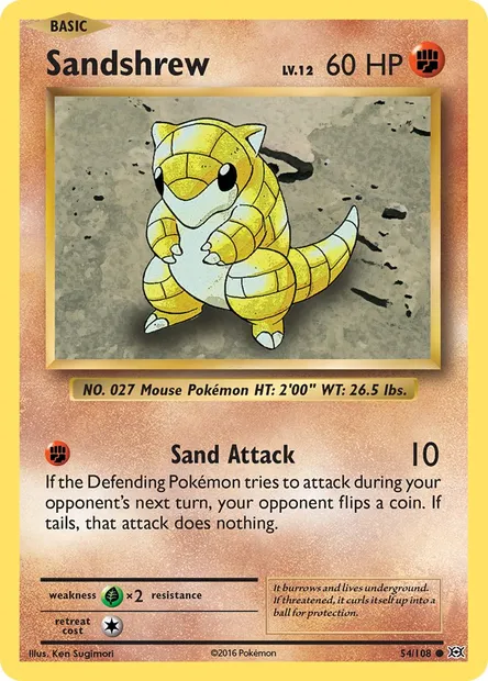 Sandshrew, Pokémon card EVO 54 — Evolutions set