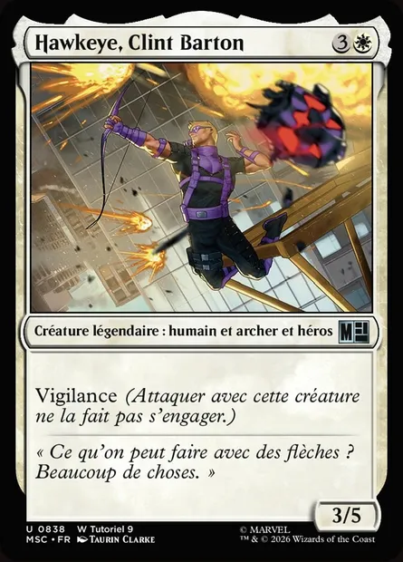 Hawkeye, Clint Barton, carte Magic MSC 838 — extension Marvel Super Heroes Commander