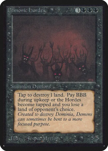 Hordes démoniaques, carte Magic LEA 103 — extension Limited Edition Alpha