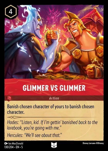 Glimmer vs Glimmer, Disney Lorcana card CH5-130 — Shimmering Skies set
