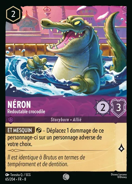 Néron - Redoutable crocodile, carte Disney Lorcana CH8-065 — extension Le Règne de Jafar