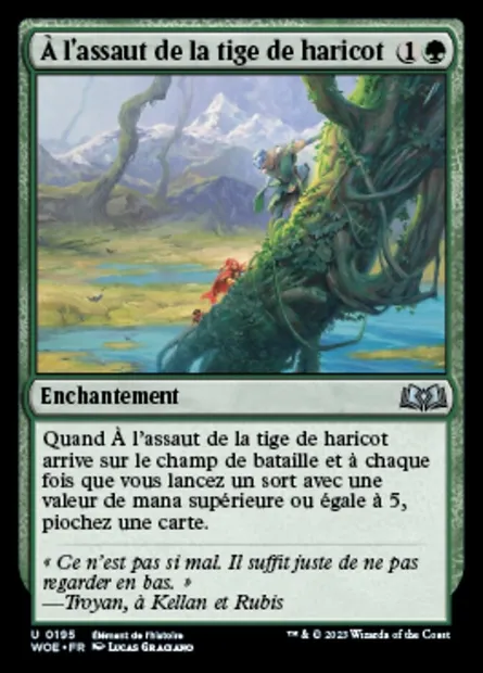 À l'assaut de la tige de haricot, carte Magic WOE 195 — extension Wilds of Eldraine