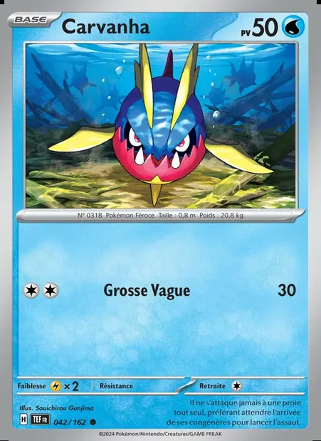 Carvanha, carte Pokémon TEF 042 — extension Forces Temporelles