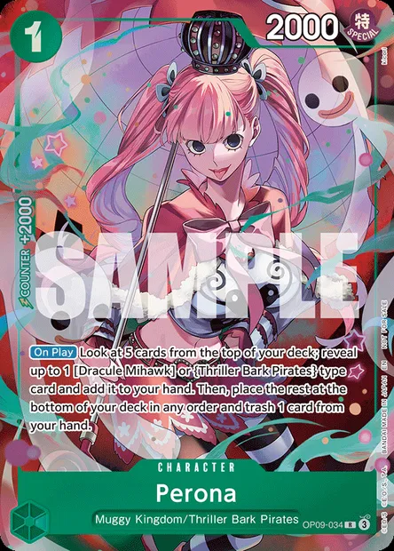 Perona, One Piece card OP09-034 — EMPERORS IN THE NEW WORLD set
