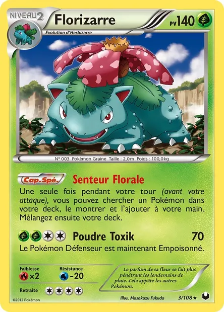 Florizarre, carte Pokémon DEX 3 — extension Explorateurs Obscurs