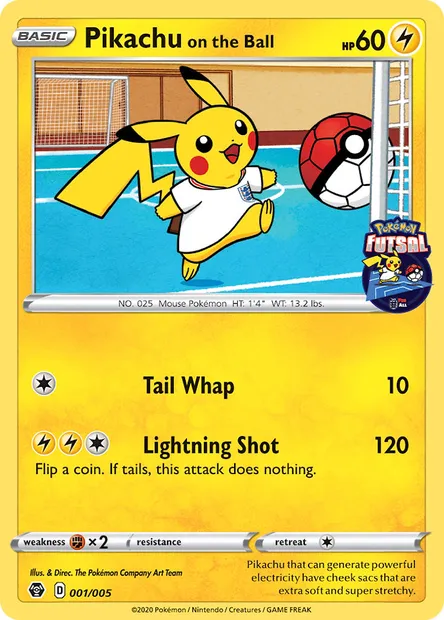 Pikachu on the Ball, Pokémon card FUT20 1 — Pokémon Futsal 2020 set