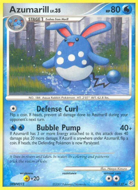 Azumarill, Pokémon card DP 18 — Diamond & Pearl set