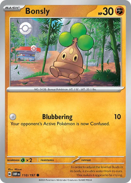 Bonsly, Pokémon card OBF 110 — Obsidian Flames set