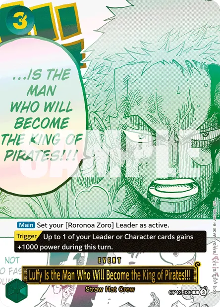 Luffy Is the Man Who Will Become the King of Pirates!!!, One Piece card OP12-039 — LEGACY OF THE MASTER set