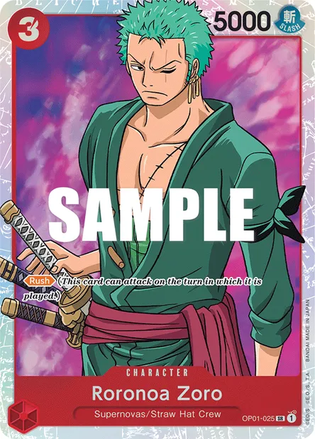 Roronoa Zoro, carte One Piece OP01-025 — extension ROMANCE DAWN