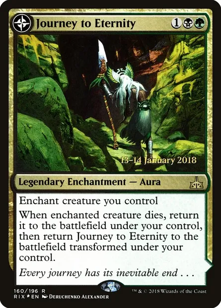 Voyage vers l'Éternité // Atzal, caverne de l'Éternité, carte Magic PRIX 160s — extension Rivals of Ixalan Promos