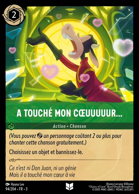 A touché mon cœuuuuur…, carte Disney Lorcana CH3-094 — extension Les Terres d'Encres