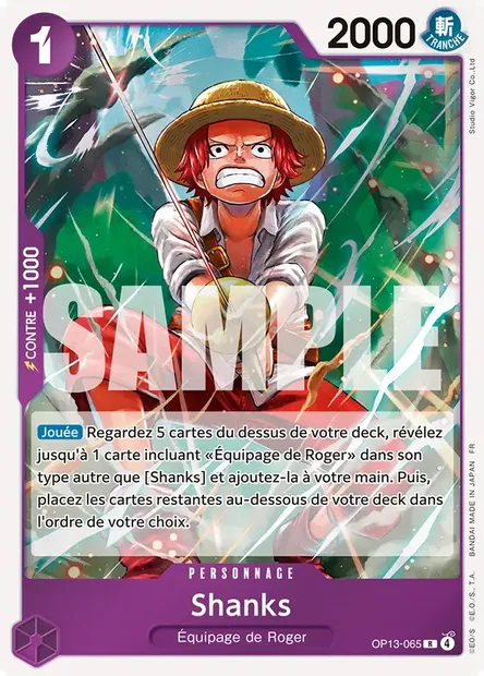 Shanks, carte One Piece OP13-065 — extension SUCCESSEURS