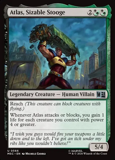 Atlas, Sizable Stooge, Magic card MSC 566 — Marvel Super Heroes Commander set
