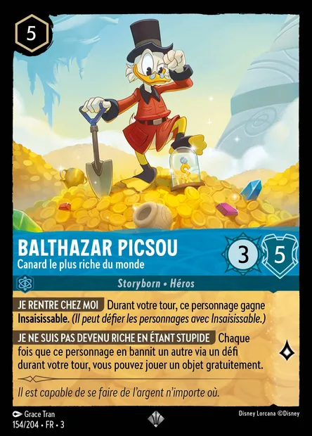 Balthazar Picsou - Canard le plus riche du monde, carte Disney Lorcana CH3-154 — extension Les Terres d'Encres