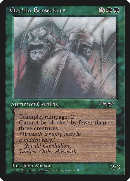 Gorilla Berserkers, Magic card ALL 93b — Alliances set