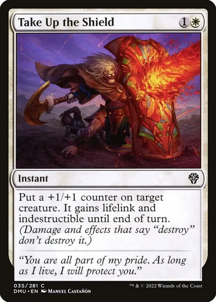 Take Up the Shield, Magic card DMU 35 — Dominaria United set