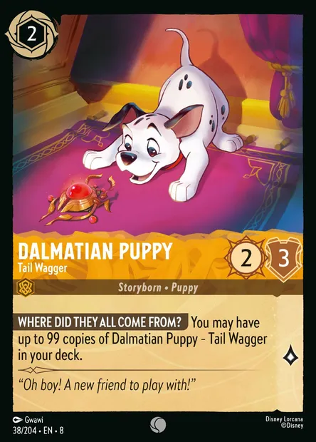Dalmatian Puppy - Tail Wagger, Disney Lorcana card CH8-038 — The Reign of Jafar set