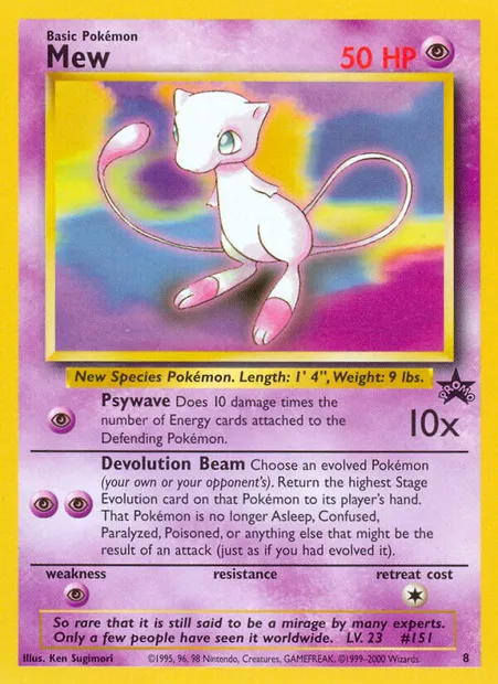 Mew, Pokémon card WP 8 — Wizards Black Star Promos set