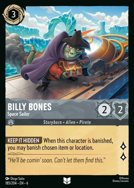 Billy Bones - Space Sailor, Disney Lorcana card CH6-185 — Azurite Sea set