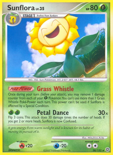 Sunflora, Pokémon card SW 38 — Secret Wonders set