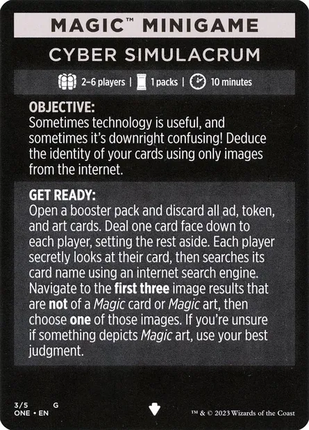 Cyber Simulacrum // Cyber Simulacrum (cont'd), carte Magic MONE 3 — extension Phyrexia: All Will Be One Minigames
