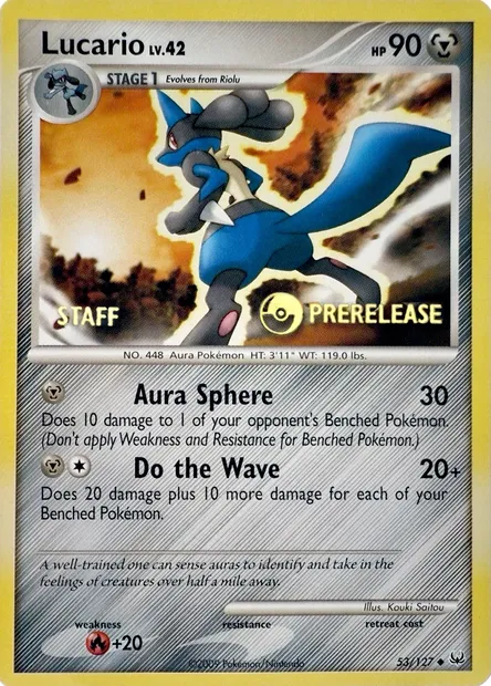 Lucario Lv.42, carte Pokémon PRE 053-3 — extension Prerelease Promos