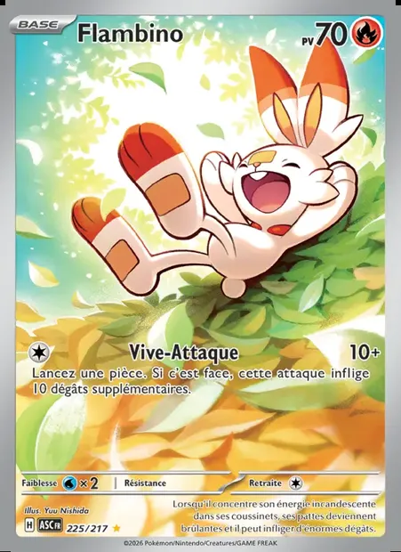 Flambino, carte Pokémon ASC 225 — extension Héros Transcendants