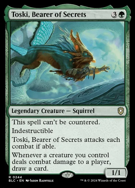 Toski, Bearer of Secrets, Magic card BLC 244 — Bloomburrow Commander set