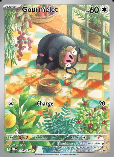 Gourmelet, carte Pokémon OBF 209 — extension Flammes Obsidiennes