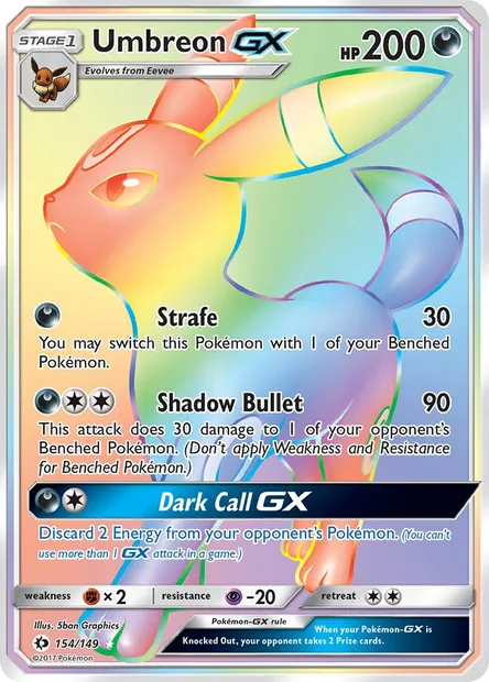 Umbreon GX, Pokémon card SUM 154 — Sun & Moon set