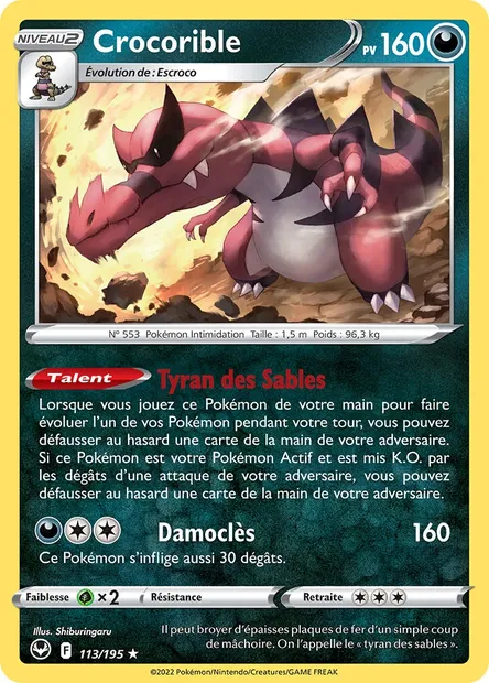 Crocorible, carte Pokémon SIT 113 — extension Tempête Argentée
