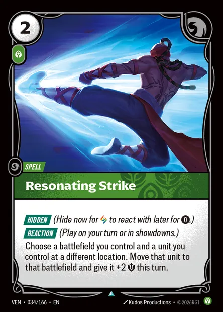 Resonating Strike, carte Riftbound VEN 034 — extension Vendetta