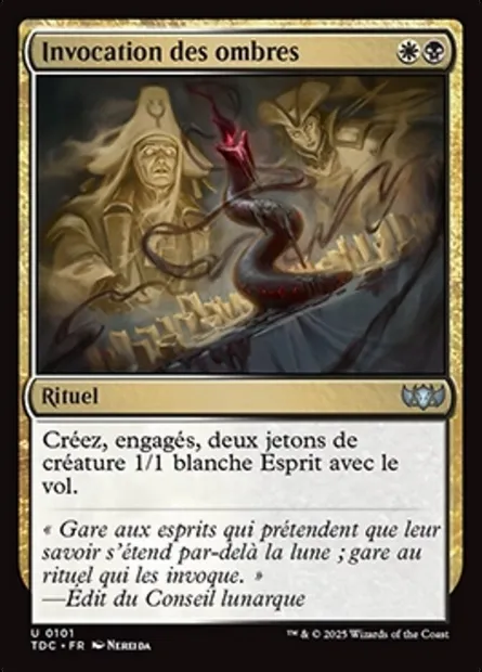 Invocation des ombres, carte Magic TDC 101 — extension Tarkir: Dragonstorm Commander