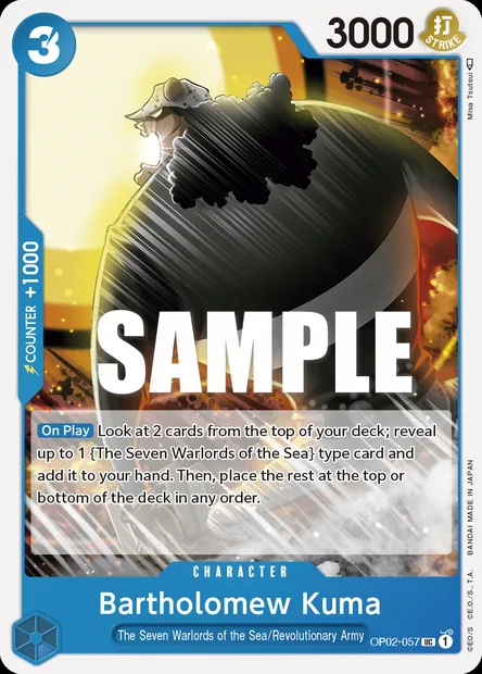 Bartholomew Kuma, One Piece card OP02-057 — PARAMOUNT WAR set