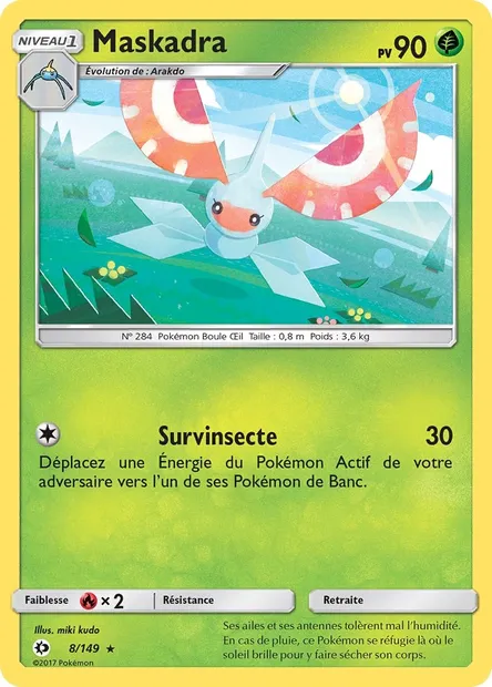 Maskadra, carte Pokémon SUM 8 — extension Soleil et Lune
