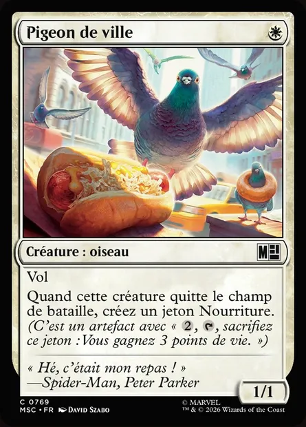 Pigeon de ville, carte Magic MSC 769 — extension Marvel Super Heroes Commander