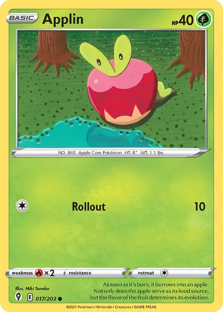 Applin, Pokémon card EVS 17 — Evolving Skies set