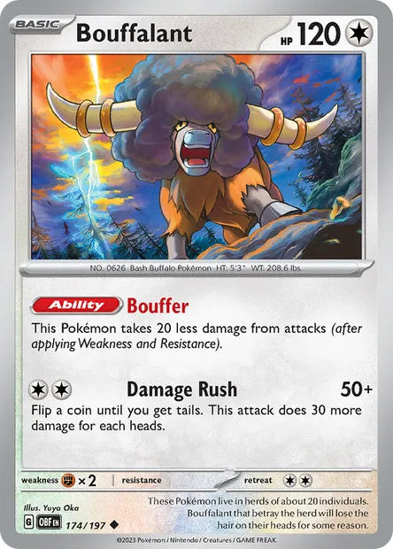 Bouffalant, Pokémon card OBF 174 — Obsidian Flames set