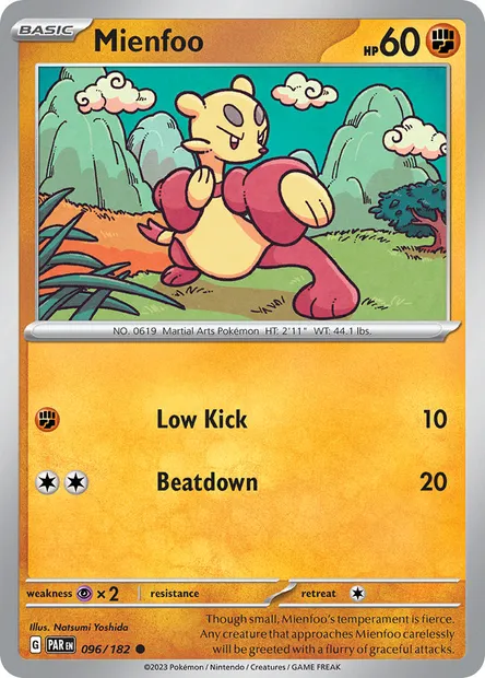 Mienfoo, Pokémon card PAR 096 — Paradox Rift set