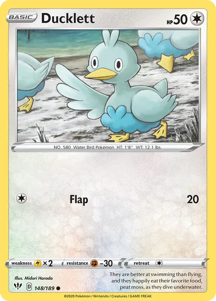 Ducklett, Pokémon card DAA 148 — Darkness Ablaze set