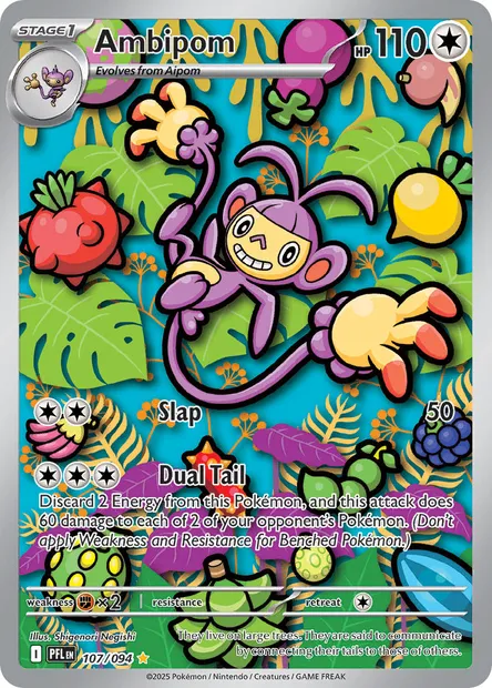 Ambipom, Pokémon card PFL 107 — Phantasmal Flames set