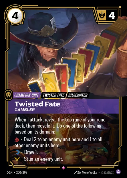 Twisted Fate, carte Riftbound OGN 200 — extension Origins