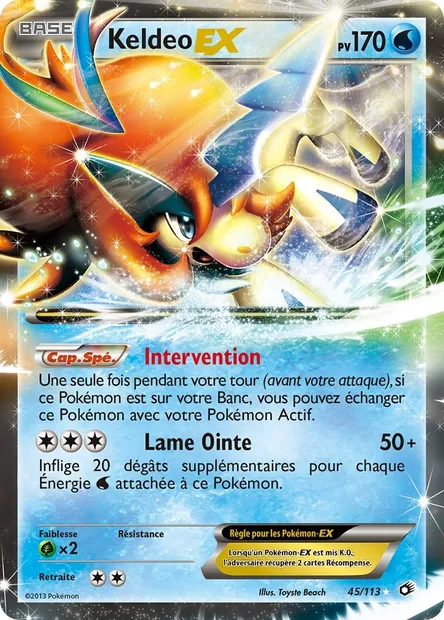 Keldeo EX, carte Pokémon LTR 45 — extension Legendary Treasures
