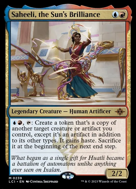 Saheeli, Éclat du soleil, carte Magic PLCI 239p — extension The Lost Caverns of Ixalan Promos