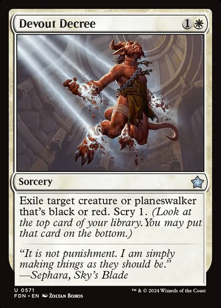 Devout Decree, Magic card FDN 571 — Foundations set