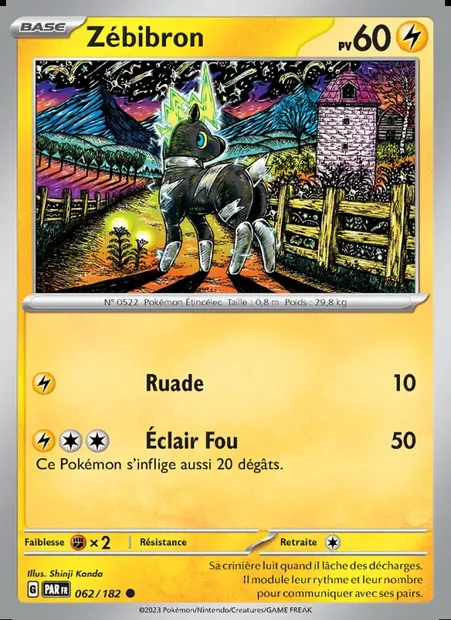 Zébibron, carte Pokémon PAR 062 — extension Faille Paradoxe